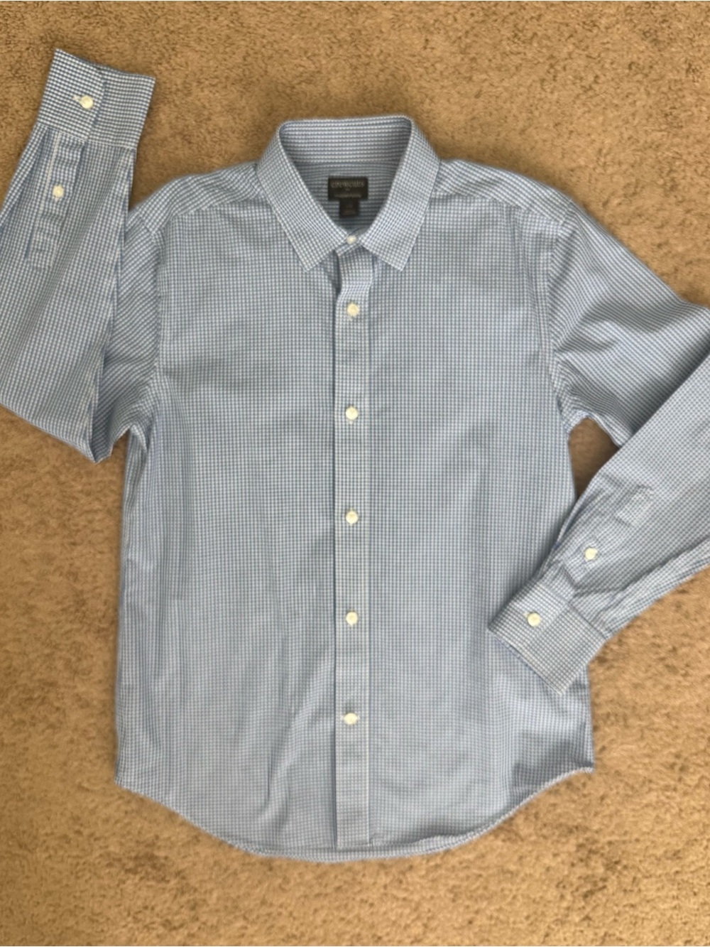 Crewcuts Boy’s Blue White Micro-Check Dress Shirt Size 12